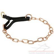 Choke Dog Collar of Gold Curogan Martingale with Leather