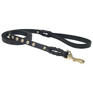 Studded leather dog leash for walking and tracking