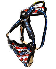 Dog Leather Harness with Design "American Pride"