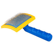 Special curved slicker brush with an unbreakable handle