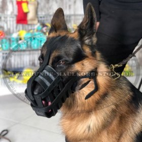 Muzzle for German Shepherd, Leather Dog Muzzle Padded