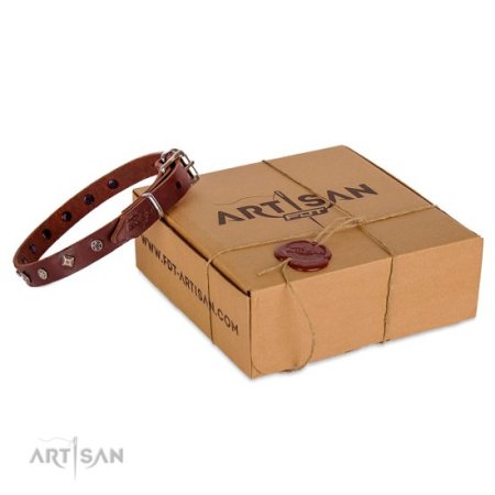 Langlebiges Lederhalsband mit Sternen und Rauten vom FDT Artisan Desing