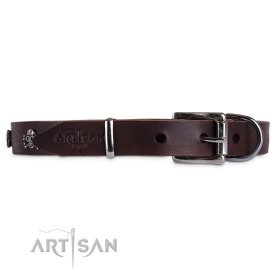 Hundehalsband aus Leder mit Nieten Design, braun