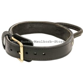 Leder-Hundehalsband mit Handschlaufe für Akita Inu