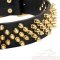 Messing Spikes super breites Hundehalsband Leder