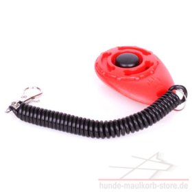 Bequmer Hundetrainer Knopf Clicker in Rot mit Haken