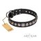 Schwarzes Lederhalsband von Artisan FDT "‘Strict Elegance"