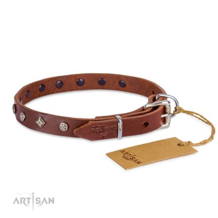Langlebiges Lederhalsband mit Sternen und Rauten vom FDT Artisan Desing
