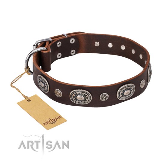 Hübsches FDT Artisan Lederhalsband Braun "Extra Pizzazz"