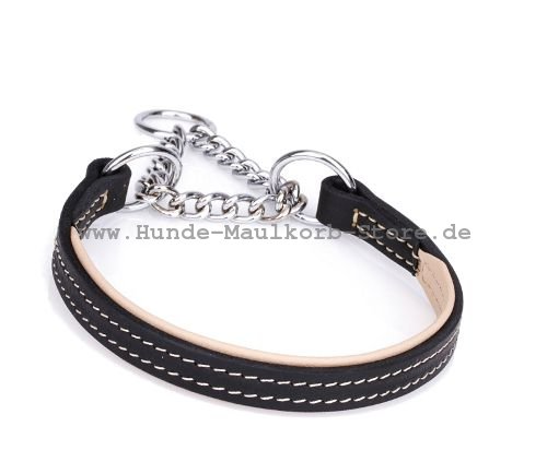 Martingale Hundehalsband aus Echtleder mit Nappa Polsterung 