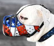 Hand painted leather dog muzzle "American Pride"