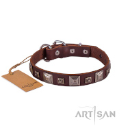 Rom Lederhalsband mit antiken-Pyramiden Dekor von FDT Artisan