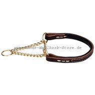 Dressurhalsband aus Leder mit Messing Kette