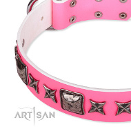 Halsband aus Leder pink