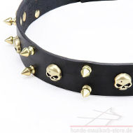 Gold Value Design Leather Collar with Skulls