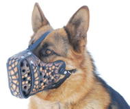German Shepherd Hand painted leather dog muzzle "Croco"