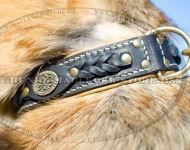 Leather Collar Braided for Shepherd with Nappa Inside