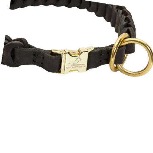 Handgeflochtenes Lederhalsband fuer Hunde