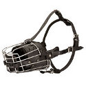 Wire Basket Dog Muzzle with Leather for Malinois & Large Breeds - Click Image to Close