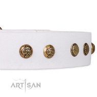 Hochqualitatives Lederhalsband weiß "Midnight Sun" FDT Artisan Hochqualitatives Lederhalsband weiß "Midnight Sun" FDT Artisan