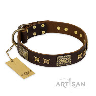 Lederhalsband in dunkel-braun "Sparkling Bronze" von FDT Artisan