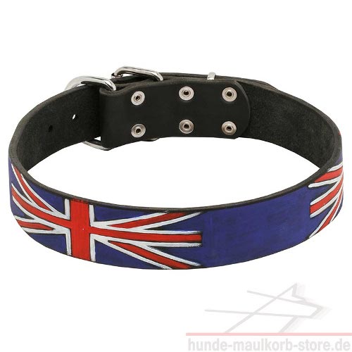 Design Hundehalsband aus Leder mit Flagge Englands für
grossen Hund