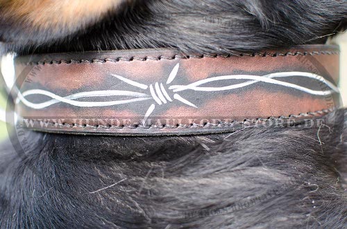 Mountain Dog patterned collar leather 