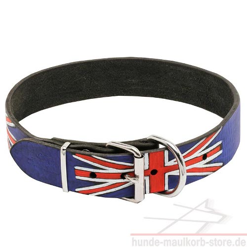 Britische Flagge Hundehalsband aus Leder, Flaggenhundehalsband für
grossen Hund