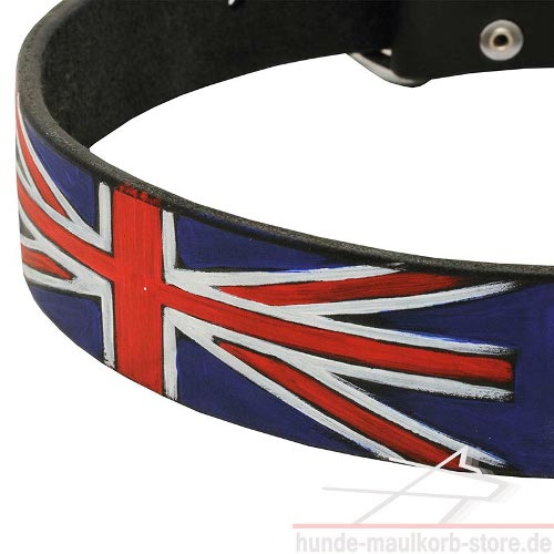 Design Hundehalsband aus Leder mit Flagge Britanniens