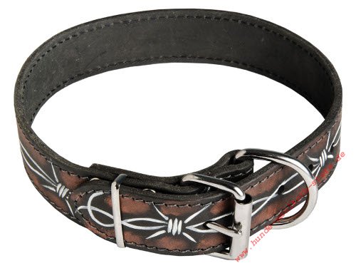 Halsband Leder mit Muster fuer grosse Hunde