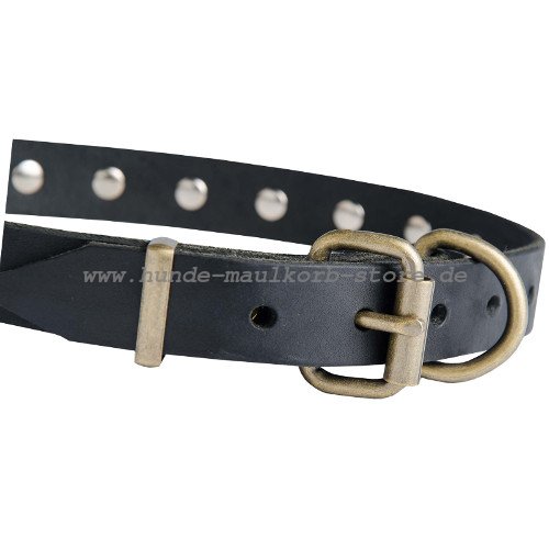 Lederhalsband fuer Hund mit Zierplatten