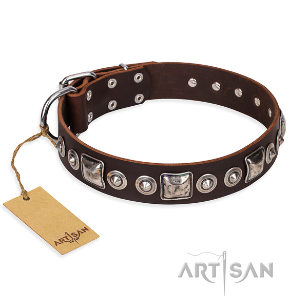 elegantes Artisan FDT Lederhalsband braun 