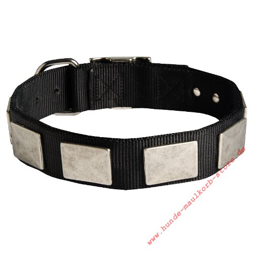 Hundehalsband aus Nylon mit Platten-Verzierungen