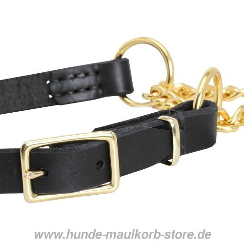 Design Hundehalsband Martingale aus Messing und Leder