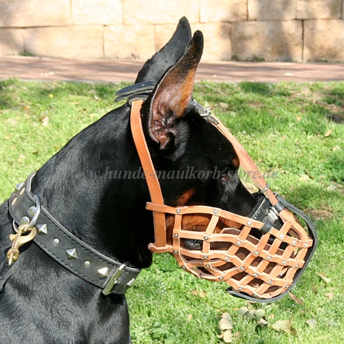 Dobermann Ledermaulkorb für Polizei