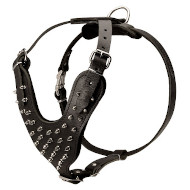 Exklusives Brustgeschirr aus starkem Leder mit Spikes Dekor