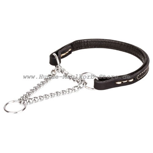 Martingale Hundehalsband aus Leder mit Kette