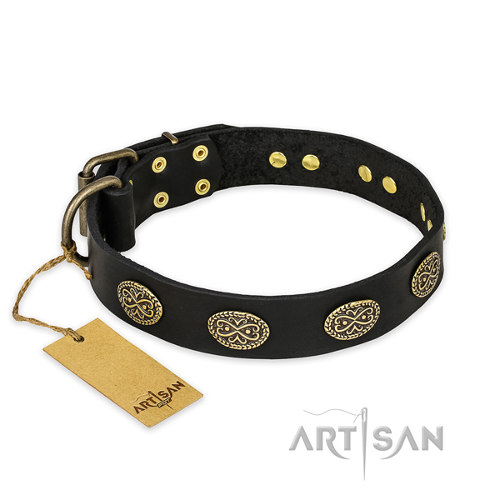 Schwarzes Leder Halsband ‘Vintage Attraction’