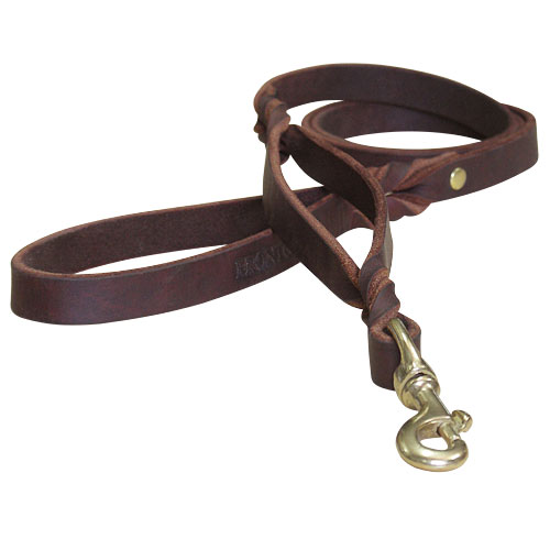 Leather Dog Leash With Extra Handle
