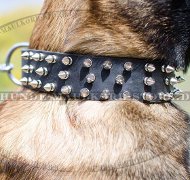 Dog Leather Collar with Spikes Wide Design Top-Quality