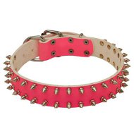 Halsband Rosa Leder | Rosa Lederhalsband mit Spikes